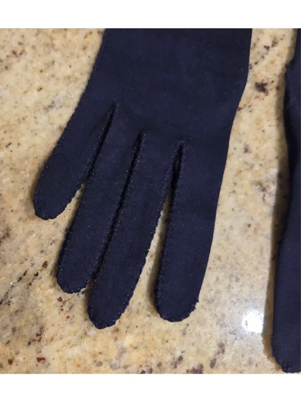 Vintage Womens Size S/M 6 Blue Cotton Formal Stretch Gloves Gauntlet Wrist